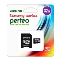 Карта памяти MicroSD 32GB Perfeo (SD-adapter) Class10 economy series