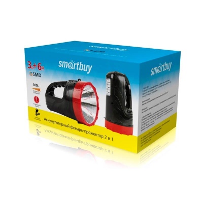 Фонарь Smartbuy аккумуляторный прожектор 2-в-1 3W+6SMD,черный SBF-400-K фото