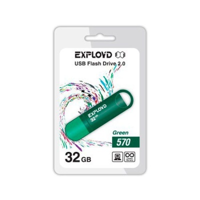 Флеш накопитель USB 32GB Exployd 570 Green, USB 2.0 фото