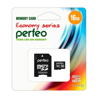 Карта памяти MicroSD 16GB Perfeo (SD-adapter) фото